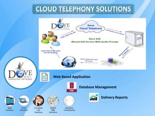 CLOUD TELEPHONY SOLUTIONS
Delivery Reports
Web Based Application
Database Management
 
