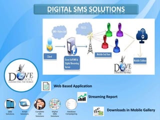 DIGITAL SMS SOLUTIONS
Downloads in Mobile Gallery
Web Based Application
Streaming Report
 