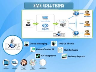 SMS SOLUTIONS
Group Messaging
Custom Sender ID
API Integration
SMS On The Go
SMS Software
Delivery Reports
 