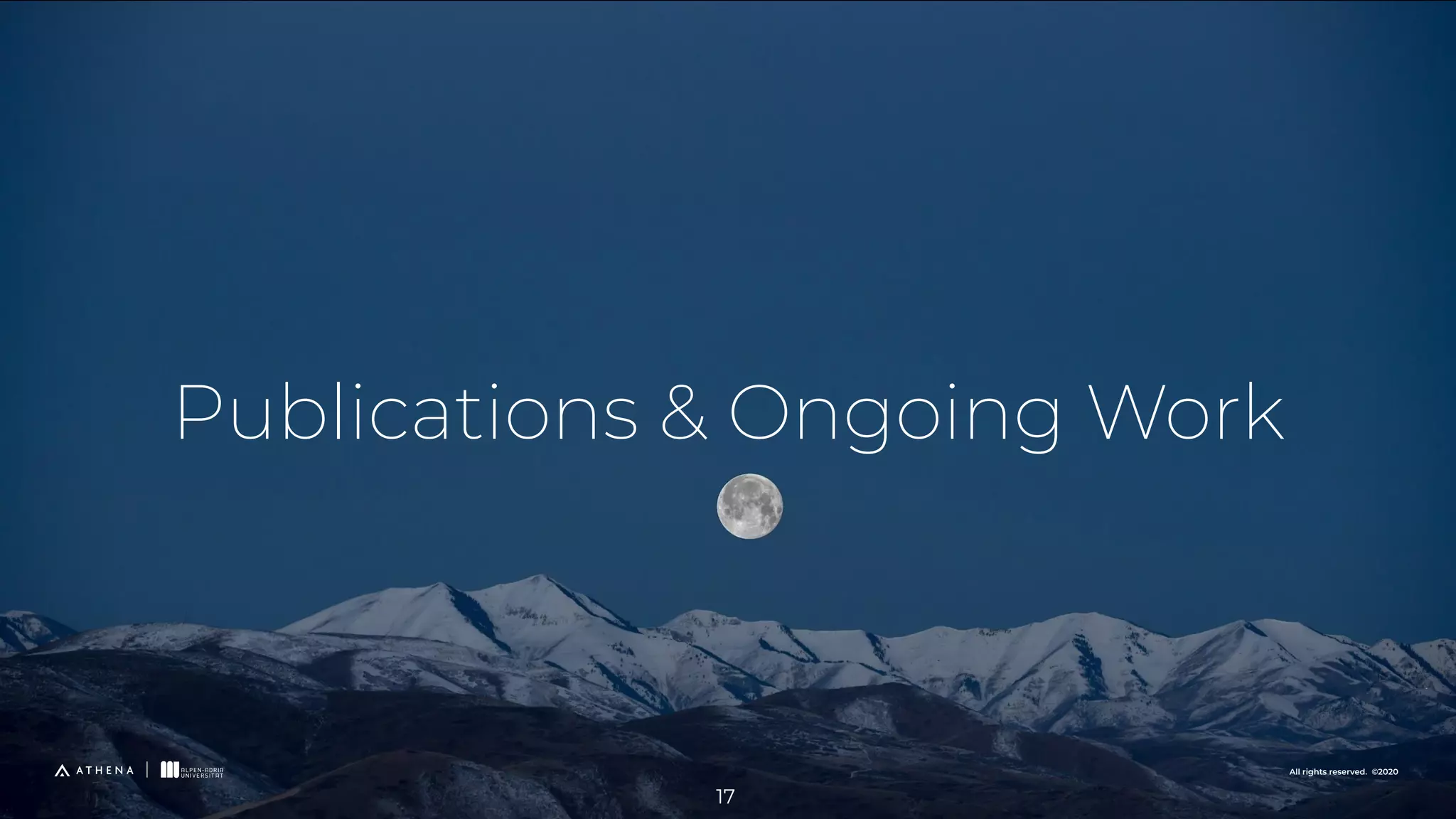 Publications & Ongoing Work
All rights reserved. ©2020
17
 