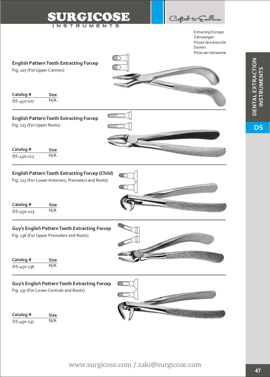 DENTAL EXTRACTION INSTRUMENTS