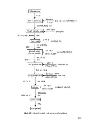 235
H×nh 17.9. Quy tr×nh chiÕt xuÊt quinin tõ vá canhkina
dd quinin bisulfat
phót
b·o hoµ
b·o hoµ
b·o hoµ
giê
 