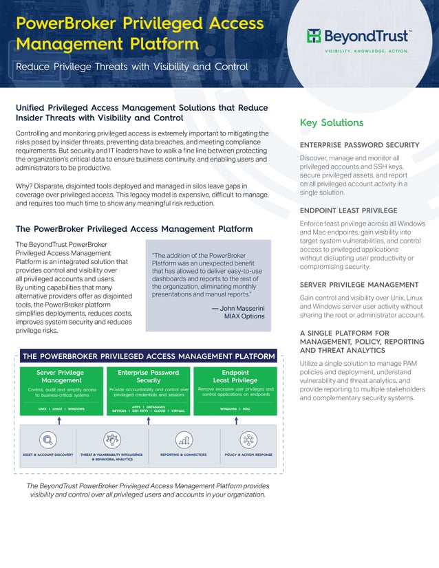 BeyondTrust PowerBroker Privileged Access Management Platform