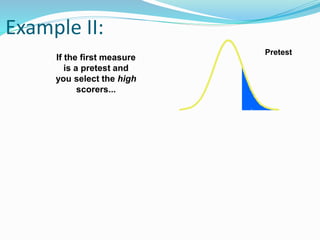 Example II:
If the first measure
is a pretest and
you select the high
scorers...
Pretest
 