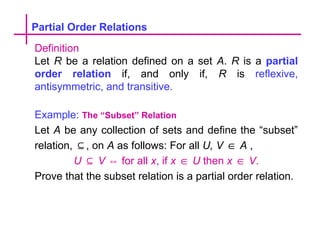 Comprehensive Exploration of Equivalence and Partial Order Relations in ...