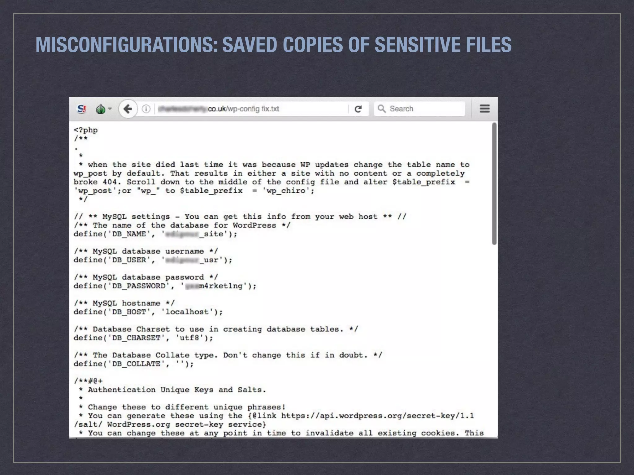 MISCONFIGURATIONS: SAVED COPIES OF SENSITIVE FILES
 