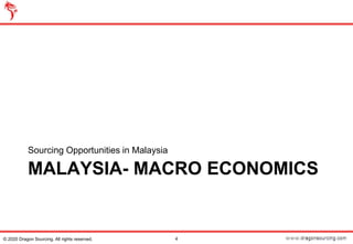 MALAYSIA- MACRO ECONOMICS
Sourcing Opportunities in Malaysia
4© 2020 Dragon Sourcing. All rights reserved.
 