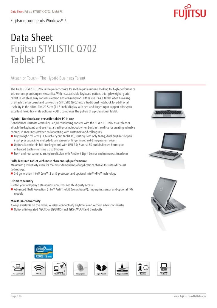 Fujitsu Stylistic Q702 Tablet Pc Fujitsu Stylistic Q702 Tablet Pc