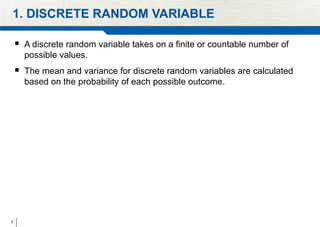 Mean and Variance of Discrete and Continuous Random Variables | PPTX