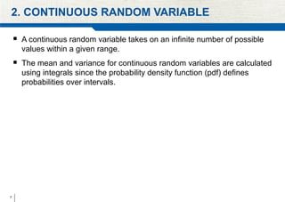 Mean and Variance of Discrete and Continuous Random Variables | PPTX