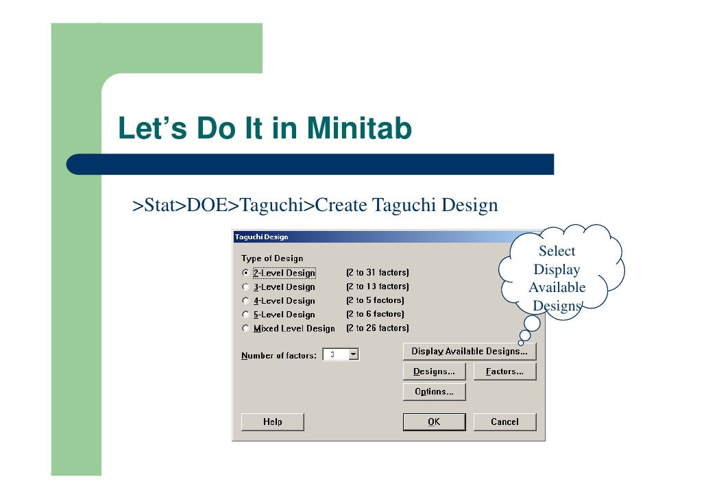 Taguchi Design S N Ratio Taguchi Design S N Ratio