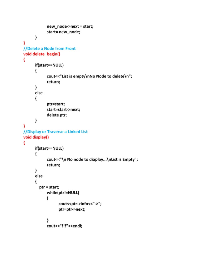 Ds006 linked list- delete from front | PDF