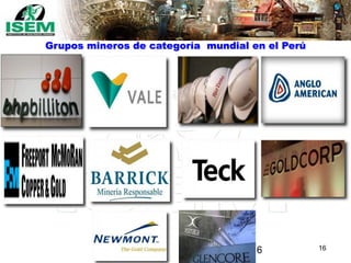 16
Grupos mineros de categoría mundial en el Perú
16
 