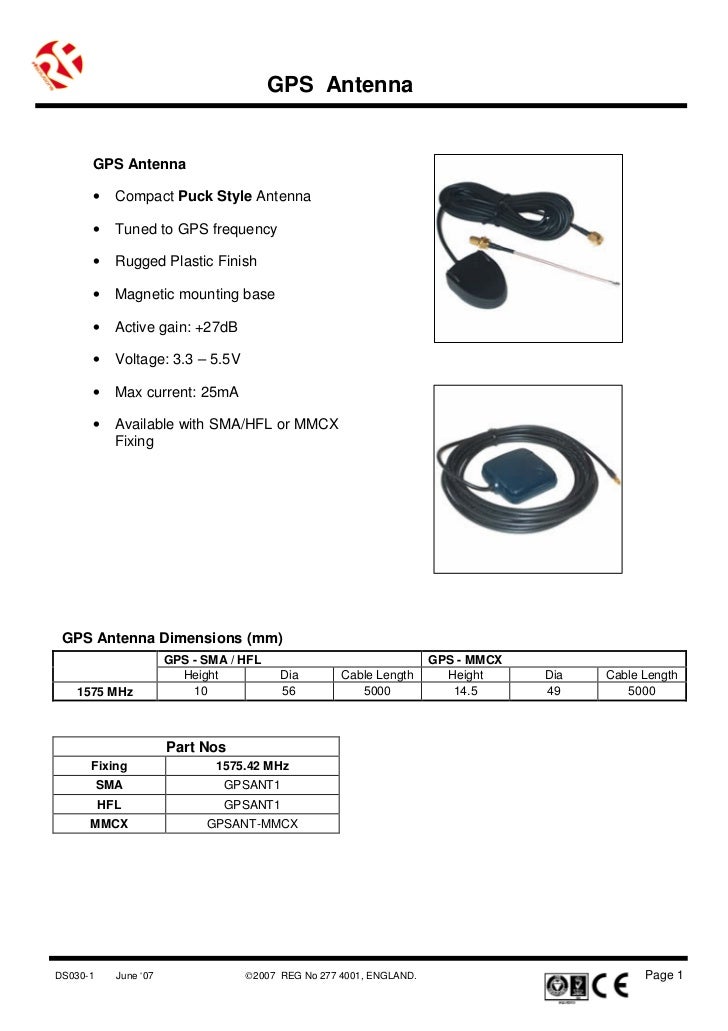 RF Solutions GPS Antenna Datasheet