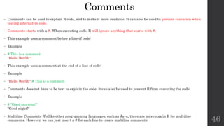 Commenting R Code Documentation Fundamentals of Data science Introduction Unit 1 | PPTX