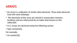 Introduction to Data Structures,Arrays,Strings | PPTX