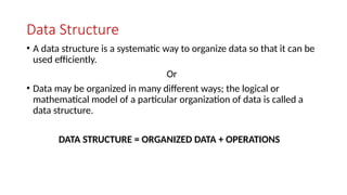 Introduction to Data Structures,Arrays,Strings | PPTX