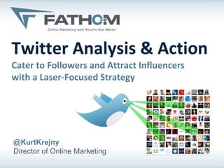 Twitter Analysis & Action
Cater to Followers and Attract Influencers
with a Laser-Focused Strategy




@KurtKrejny
Director of Online Marketing
 
