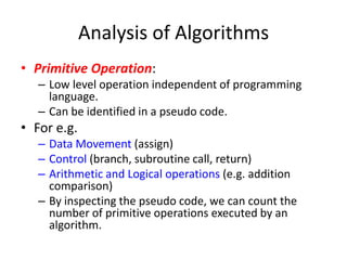 asymptotic analysis and insertion sort analysis | PPTX