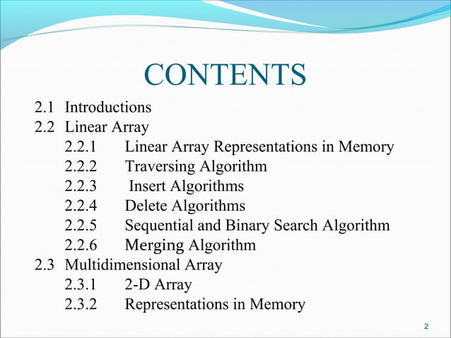 Data Structure and Algorithms Arrays | PPT | Programming Languages ...