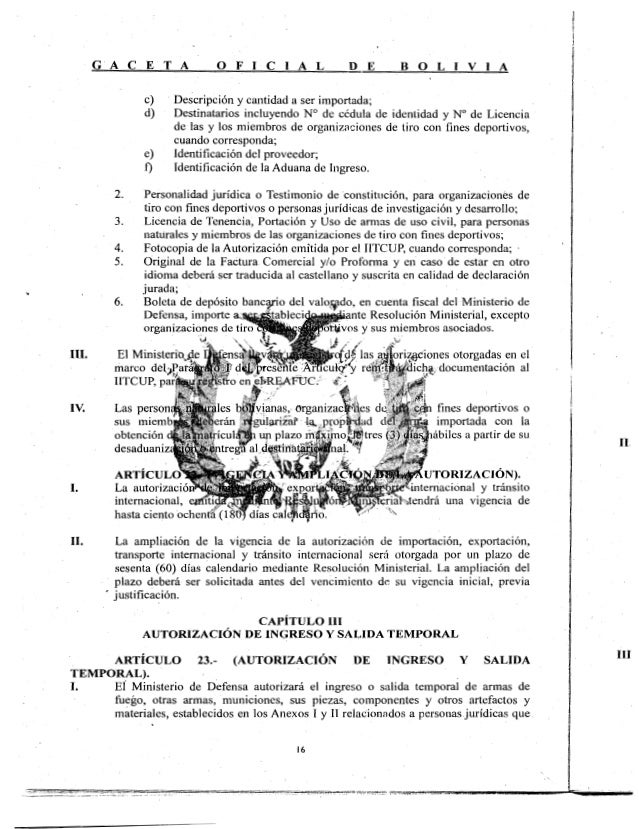 Decreto Supremo 2175 ( Reglamento para la ley 400 "de Armas")