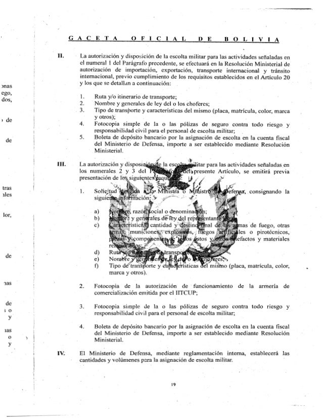 Decreto Supremo 2175 ( Reglamento para la ley 400 "de Armas")