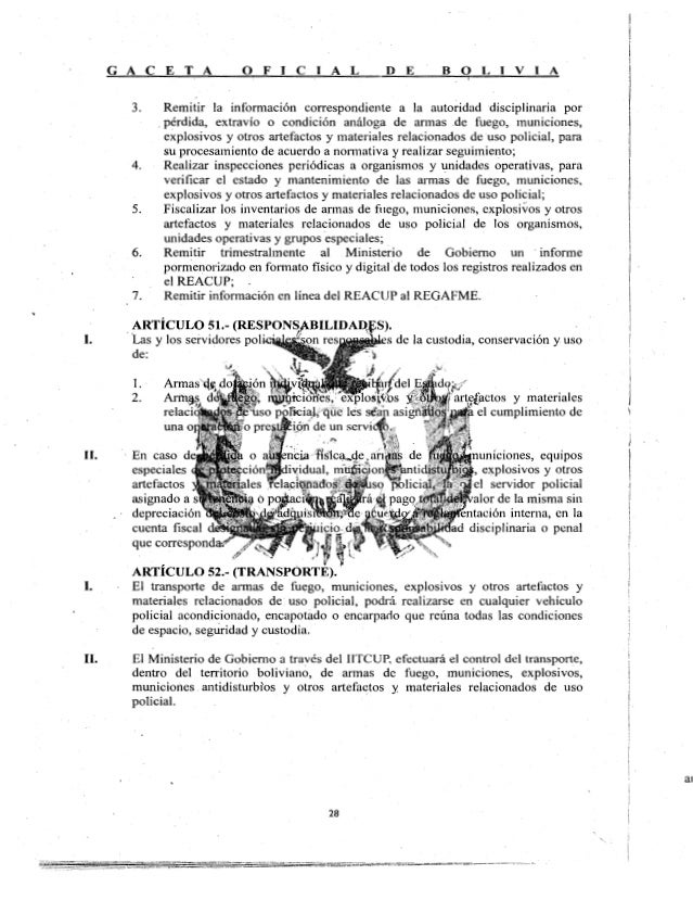 Decreto Supremo 2175 ( Reglamento para la ley 400 "de Armas")