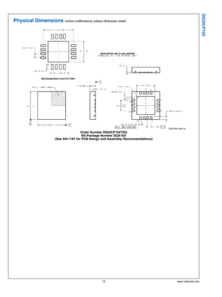 DS25CP102
Physical Dimensions inches (millimeters) unless otherwise noted




                                       Order Number DS25CP102TSQ
                                        NS Package Number SQA16A
                       (See AN-1187 for PCB Design and Assembly Recommendations)




                                                  15                               www.national.com
 