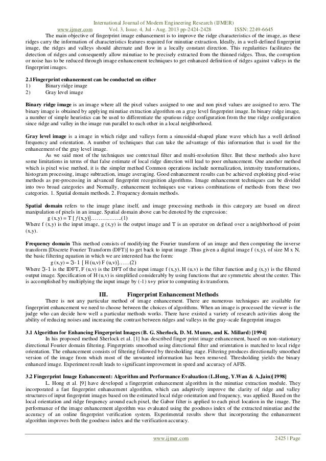 Research papers in image enhancement