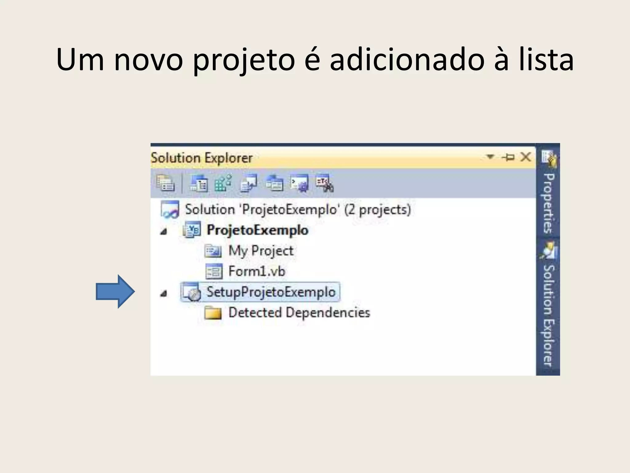 Um novo projeto é adicionado à lista
 
