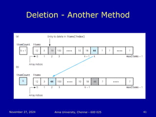 November 27, 2024
November 27, 2024 Anna University, Chennai - 600 025
Anna University, Chennai - 600 025 41
41
Deletion - Another Method
 