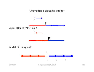 Ottenendo il seguente effetto:

                         3
                                      P
e poi, RIPARTENDO da P
                         3
                                           P

in definitiva, questo:
                                        P


24/11/2011                   R. Imperiale, DISCALCULIA   195
 