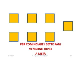 PER COMINCIARE I SETTE PANI
                   VENGONO DIVISI
24/11/2011
                      A METÀ
                     R. Imperiale, DISCALCULIA   337
 