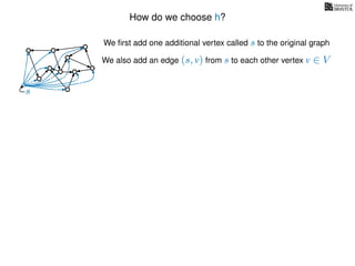 How do we choose h?
We ﬁrst add one additional vertex called s to the original graph
We also add an edge (s, v) from s to each other vertex v ∈ V
s
0
0
0
0
0
0
0
0
0
0
 