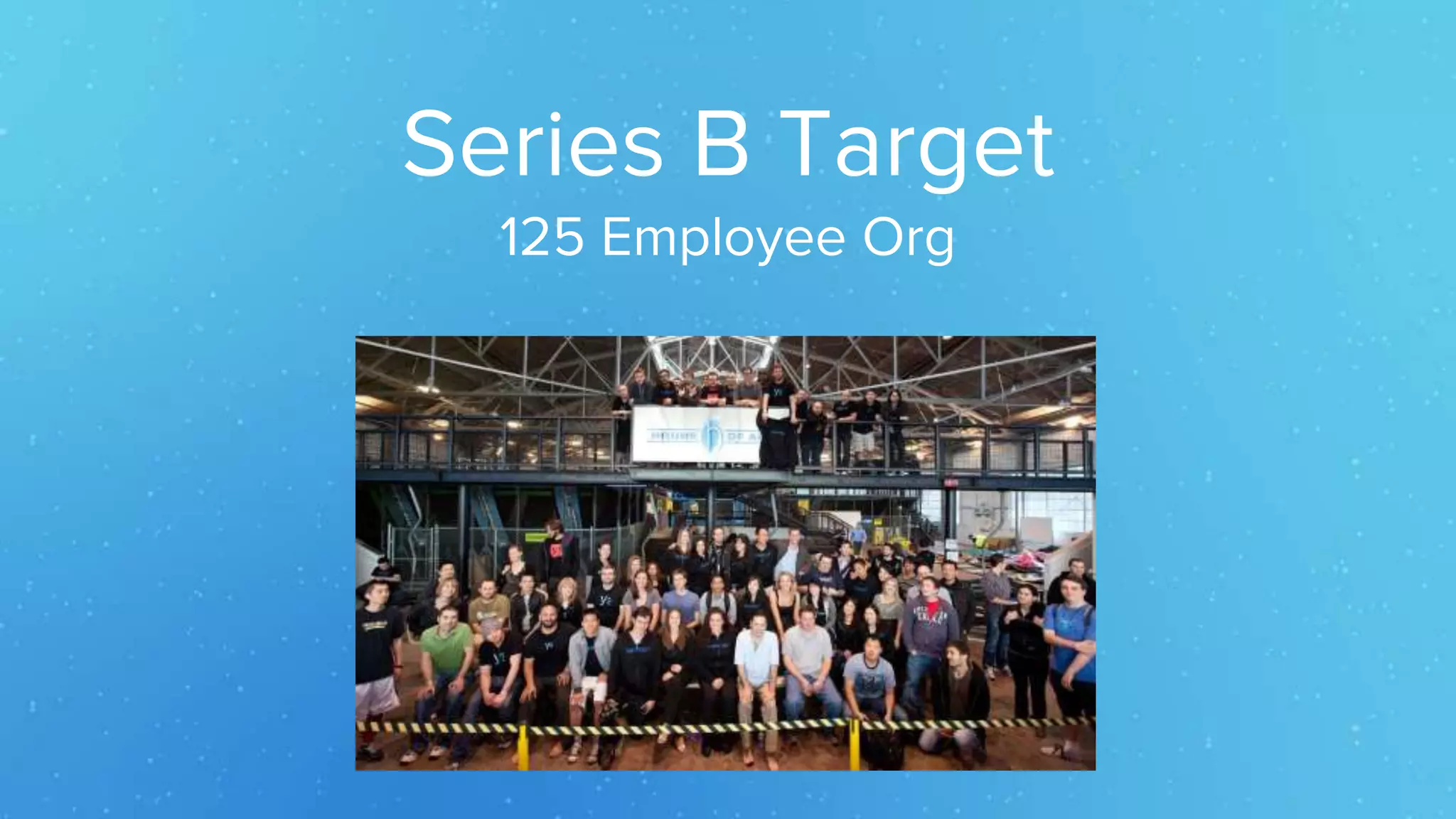 Series B Target
125 Employee Org
 