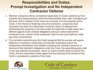 DSA Code of Conduct Responsibilities and Duties | PPT