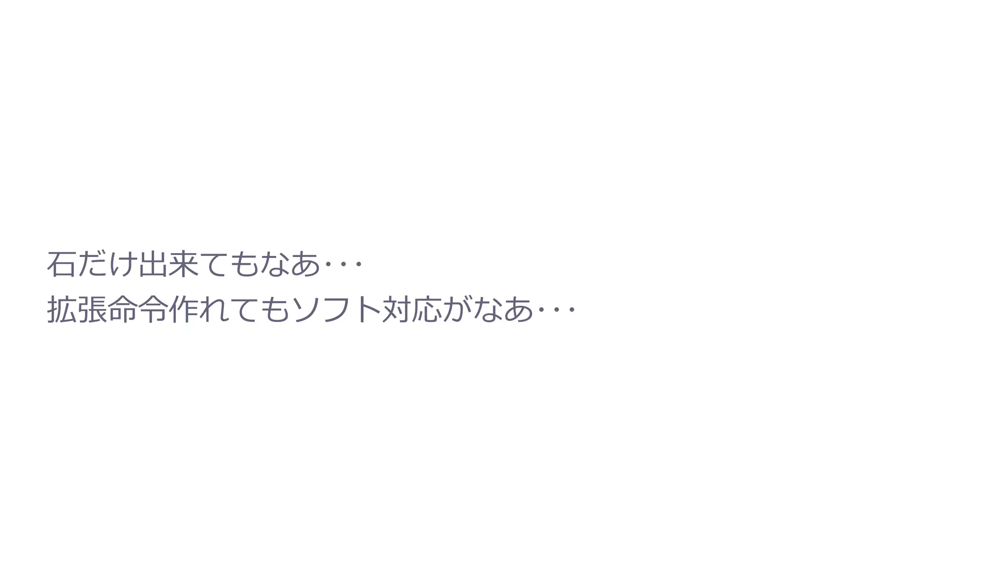 ⽯だけ出来てもなあ･･･
拡張命令作れてもソフト対応がなあ･･･
 