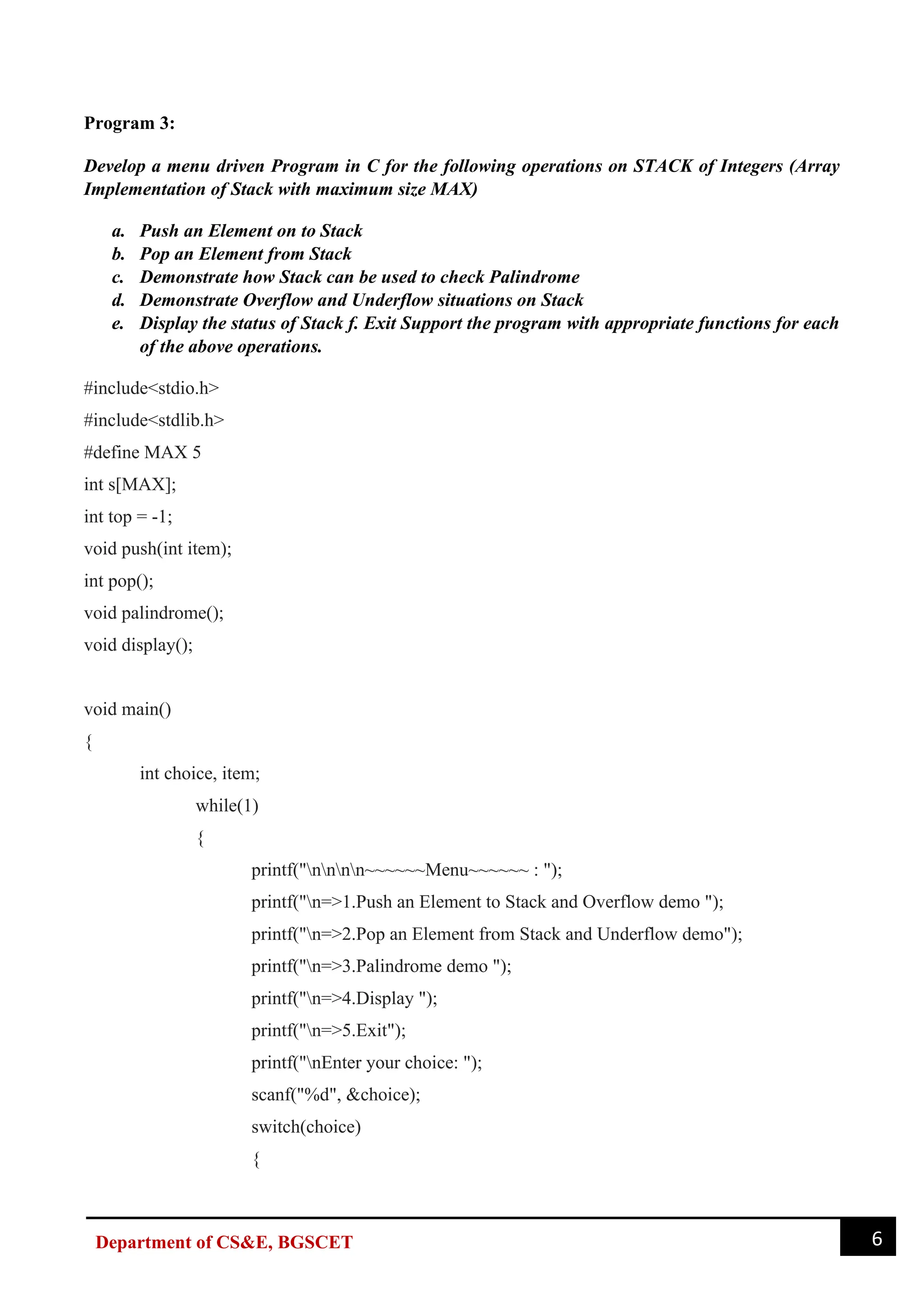 vtu data structures lab manual bcs304 pdf | PDF | Programming Languages ...