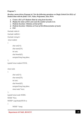vtu data structures lab manual bcs304 pdf | PDF