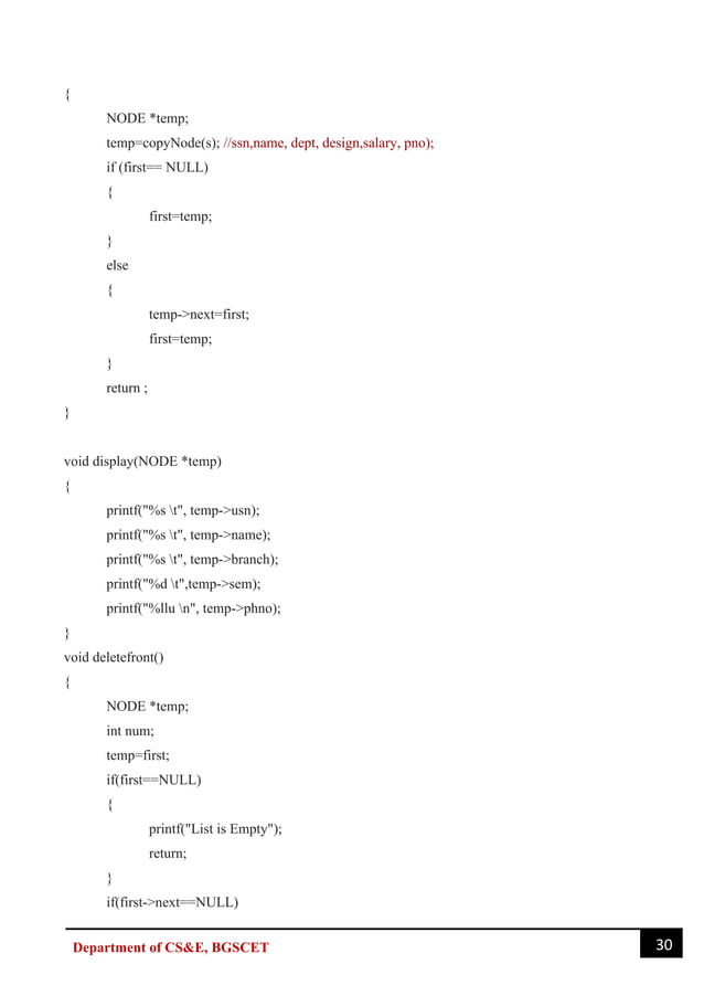 vtu data structures lab manual bcs304 pdf | PDF | Programming Languages ...