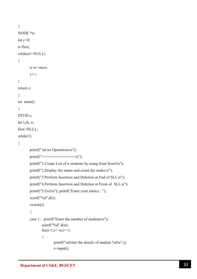 vtu data structures lab manual bcs304 pdf | PDF | Programming Languages ...