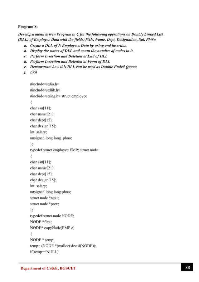 vtu data structures lab manual bcs304 pdf | PDF | Programming Languages ...