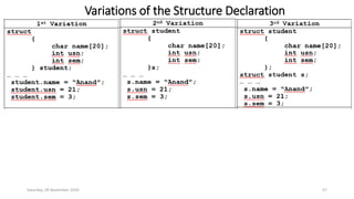 Variations of the Structure Declaration
Saturday, 28 November 2020 57
 