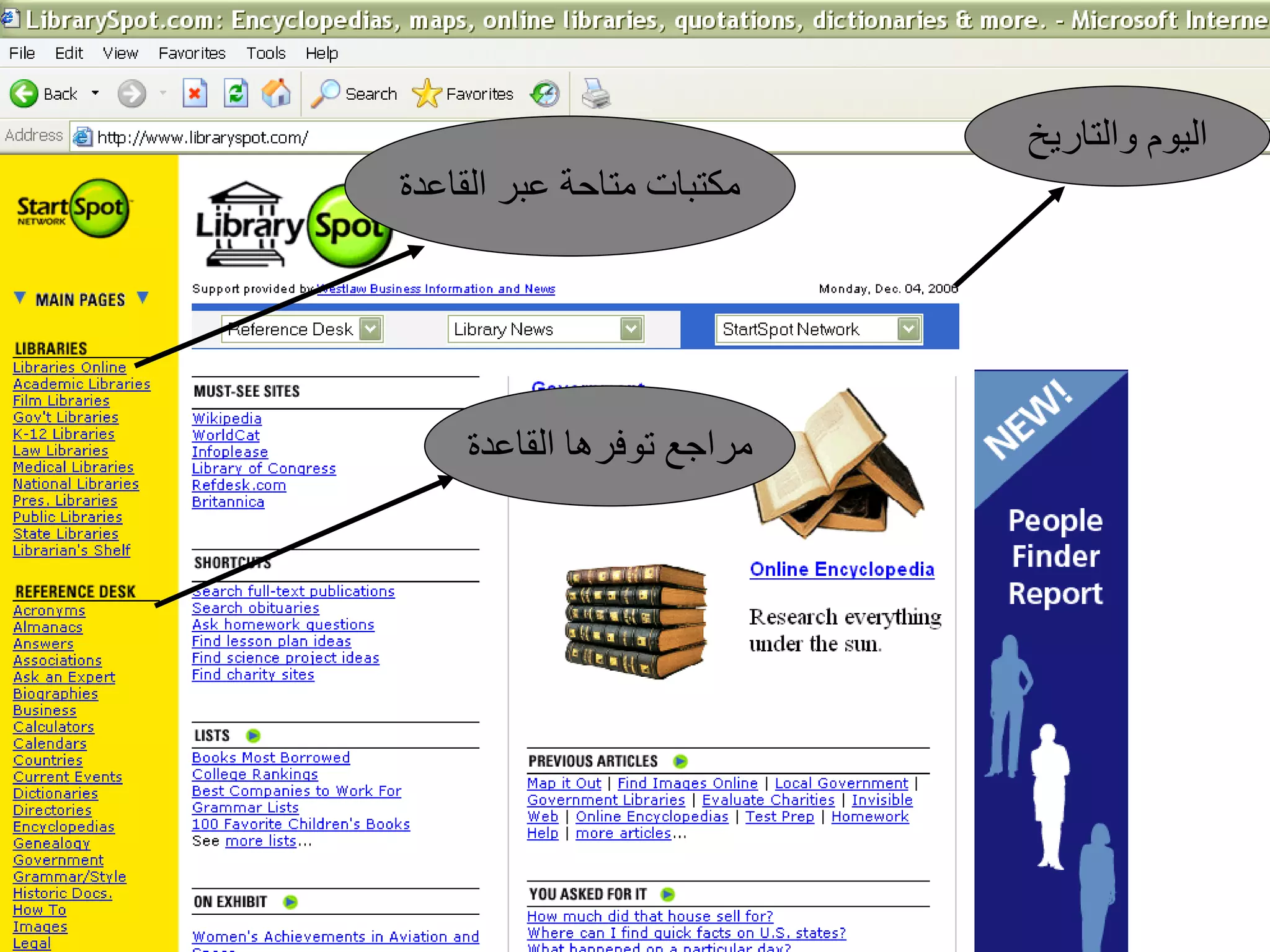 مكتبات متاحة عبر القاعدة مراجع توفرها القاعدة اليوم والتاريخ 
