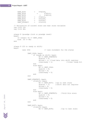 Universal asynchronous receiver-transmitter UART Dsa project report | PDF