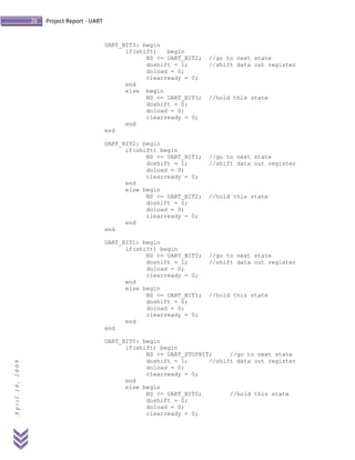 Universal asynchronous receiver-transmitter UART Dsa project report | PDF