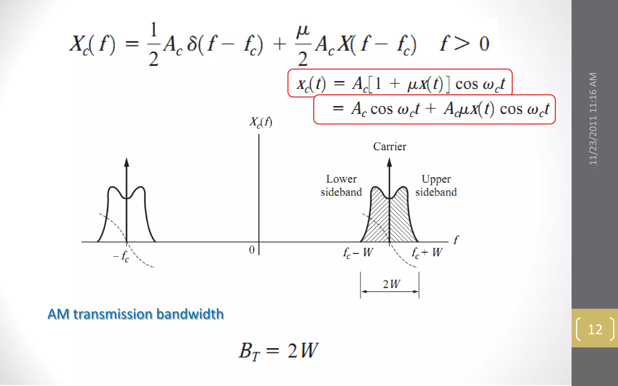 11/23/2011 11:16 AM
AM transmission bandwidth
                             12
 