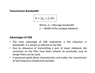 Ssb Bandwidth Types of Amplitude Modulation DSB-SSB-VSB | PDF