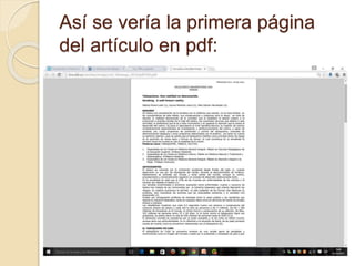 Así se vería la primera página
del artículo en pdf:
 