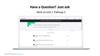 This work is licensed under the Apache 2.0 License
Have a Question? Just ask
Work on Unit 1, Pathway 2
 